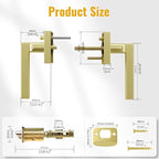 HOSOM Gold Door Handles Interior Brass Privacy Door Levers for Bedroom Bathroom Keyless Reversible Door Knob Lock for Left & Right Handled Doors, 6 Pack