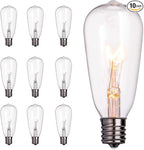 10 Pack Replacement Bulbs for Outdoor String Lights, ST40 Clear Edison Light Bulbs with 7W E17 Intermediate Screw Base Vintage Light Bulbs for Indoor Outdoor Christmas Patio Backyard Decor, Warm White