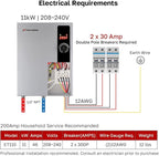 ThermoMate Electric Tankless Water Heater, 11kW 208~240 Volt, On Demand Instant Hot Water Heater, Self Modulating Energy Saving, Save Space, 2.15GPM at 35°F Rise