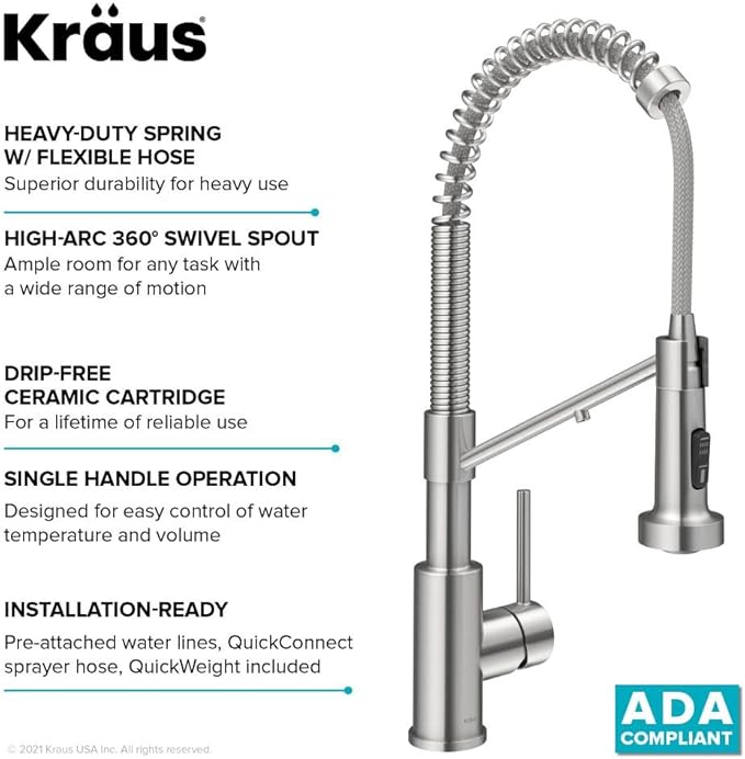 KRAUS Bolden 2-in-1 Commercial Style Pull Down Single Handle Water Filter Kitchen Faucet for Reverse Osmosis or Water Filtration System in Spot-Free Stainless Steel, KFF-1610SFS
