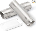 TAISHER 2PCS Stainless Steel Pipe Fittings, 1" NPT x 1" NPT Male Threaded, 2" Length Nipple Cast Pipe