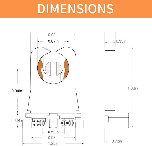 JESLED Non Shunted LED Tombstones - (Pack of 100) T8 Lamp Holder, UL Turn Type Tombstone Lampholder for T10 T12 LED Fluorescent Tube Replacement, Medium Bi-pin G13 Socket for Programmed Start Ballasts