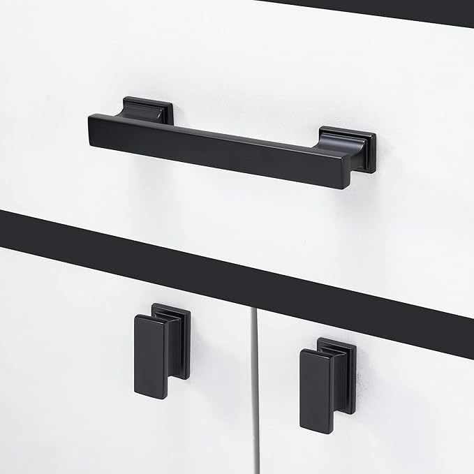 COTYKILEY 10 Pack 3.75 Inch(96mm) Matte Black Cabinet Handles Black Kitchen Cabinet Pulls Cabinet Door Handles Kitchen Cabinet Hardware