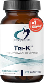 Designs for Health TRI-K - Three Forms of Vitamin K + GG, High Potency Supplement - 2000mcg Vitamin K1, 500mcg K2 MK-4 - Non-GMO + Gluten Free (60 Softgels)