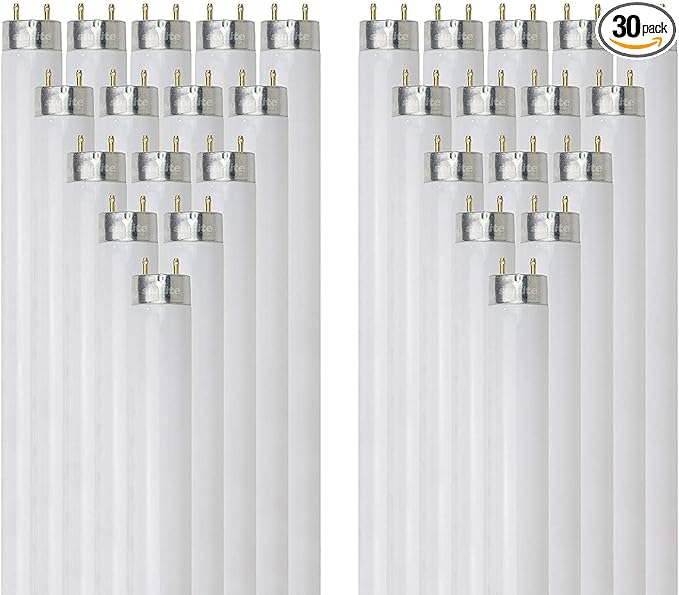 Sunlite F28T8/SP850 4 Foot T8 Linear Fluorescent Lamp, 28 Watts, 2400 Lumens, 5000K Daylight, Medium G13 Bi-Pin Base, High Performance Straight Tube, 30 Pack