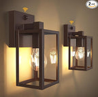 PARTPHONER Dusk to Dawn Outdoor Light Fixtures, 2-Pack Sensor Porch Lights, Waterproof Exterior Wall Sconce Lighting Lamp, Waterproof Wall Lantern for House, Doorway, Garage (Oil Rubbed Bronze)