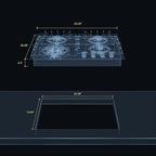 Empava 24 Inch Built-in Gas Cooktop with 4 Sealed SABAF Burners, Tempered Glass Surface LPG/NG Convertible, Flame Out Protection, Dishwasher Safe Grates, 24in