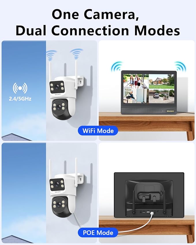 【All-in-One Security System】 4MP PTZ Security Cameras Wireless Outdoor, WiFi Home Surveillance System, Outside Wireless Security Systems Surveillance DVR Kits