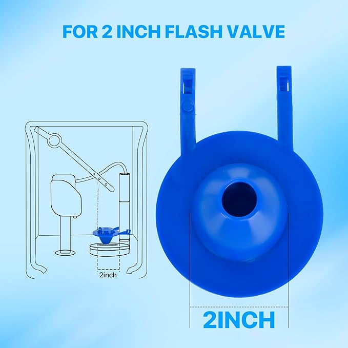 Universal Toilet Flapper Replacement Kit, 2 Inch Toilet Tank Flapper with Stainless Chains, Designed for American Standard Kohler Toto Gerber Toilet Heavy duty Rubber Stopper Water Saving (Blue 2 PCS)