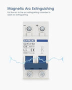 DC Miniature Circuit Breaker, 2 Pole 500V 16 Amp Isolator for Solar PV System, Thermal Magnetic Trip, DIN Rail Mount, Chtaixi DC Disconnect Switch C16