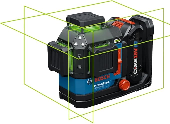 BOSCH GLL330-80CGL 18V 360º Connected Green-Beam Three-Plane Leveling and Alignment Laser with 4 Ah Battery - Versatile, High-Visibility Laser with Bluetooth Connectivity and Smart Pendulum System