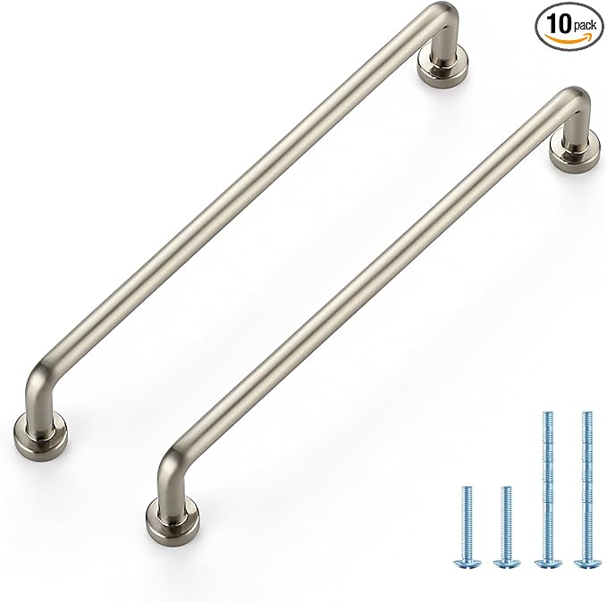 JOY DECOR Cabinet Pulls – 6-1/4 Inch Hole Center, Brushed Nickel, 10 Pack, Zinc Alloy Cabinet Handles for Drawers & Cupboard – Vintage Style Hardware for Kitchen, Bathroom, Dresser, Furniture Makeover