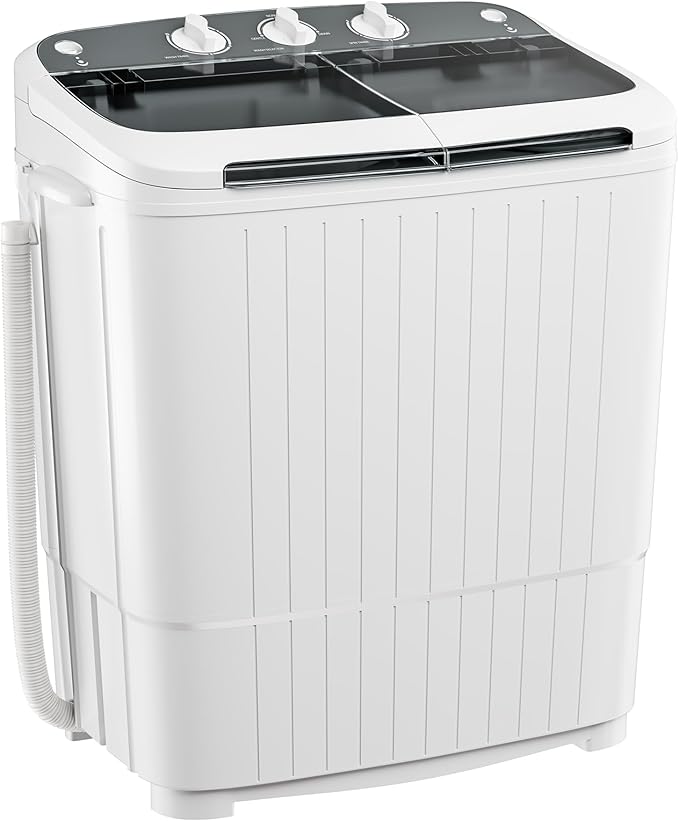 Superday Portable Washing Machine, 17.6lbs Mini Washing Machine and Spin Dryer Combo, Mini Twin Tub Laundry Machine for Camping, Apartments, Dorms, College Rooms, RV, Delicates, Grey