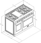 48 Inch Pro-Style Propane Gas Range with 6 Burners & 1 Griddle Cooktop, Double 4.6 cu. ft. and 2.2 cu. ft. Oven, in Stainless Steel - KOS-48RG03MLP (Red)