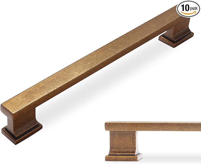 COTYKILEY 10 Pack 5Inch(128mm) Antique Brass Kitchen Cabinet Handles Cabinet Pulls Vintage Drawer Pulls Aged Gold Bronze Kitchen Cabinet Hardware