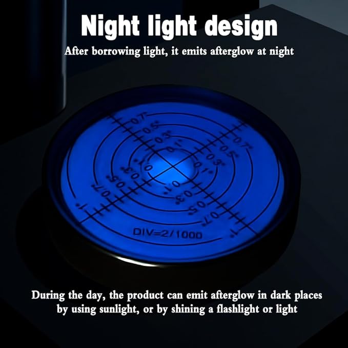 6'/2mm Point high Precision Universal Level Bubble Metal Bubble Water Leveler Cross Level Gauge Small Household (Blue Luminous Magnetic)