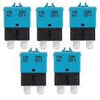 GLOSO Circuit Breaker Fuse E39 (T3) Manual Reset for Car Truck RV Automotive Marine Boat Trolling Motor & Custom Wiring Audio Battery Protection/Low Profile ATC/ATO (15A - 5 Pack)