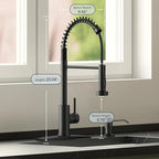 Smart Touch On Kitchen Faucet, 3 Modes Pull Down Sprayer, Touch On Sensor Activated, 360-Degree Rotation, Ceramic Disc Valve, 1 or 3 Hole Deck Plate. 10-Year Warranty. (KW-62R, Matt Black)