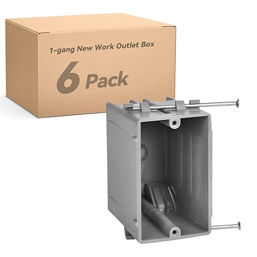 1-Gang New Work Outlet Box, PVC Electrical Box for Switch, GFCI, Dimmer, 22 Cubic Inch, UL Listed, 6 Pack
