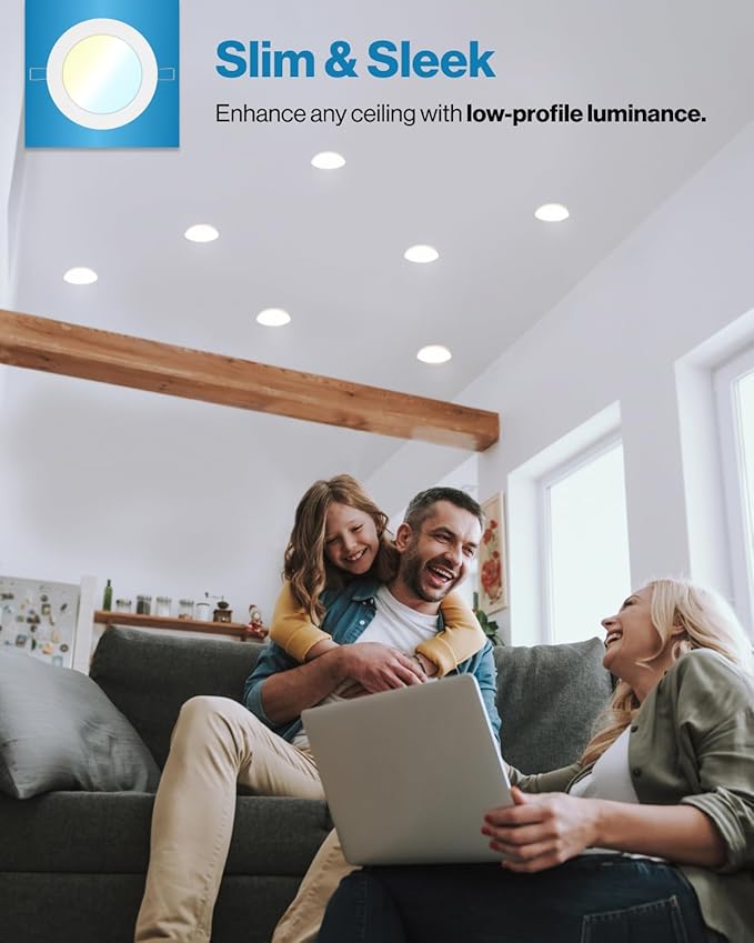 Sunco 24 Pack 6 Inch LED Recessed Light, Canless Ceiling Lights Slim with Junction Box, 850 LM, 14W (100W Equivalent), Selectable CCT 2700K/3000K/4000K/5000K/6000K, Dimmable, Wafer Thin ETL