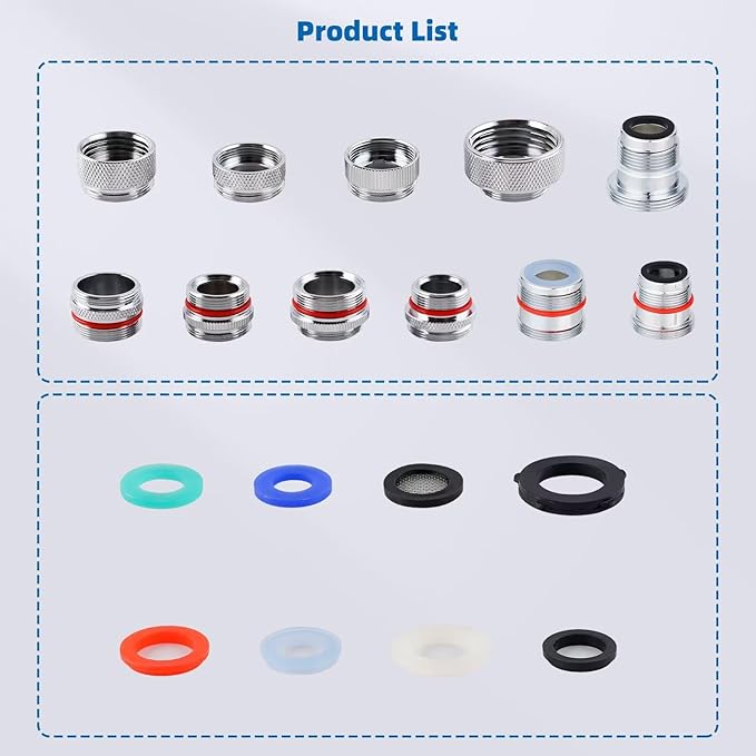 iFealClear 11 PCS Brass Faucet Adapter Kit, Kitchen Sink Aerator Adapters Fit Faucet with Removable Aerators, Male Female Thread Sink Faucet Adapter for Bathroom, Kitchen, Outdoor Garden Faucet, Rvs