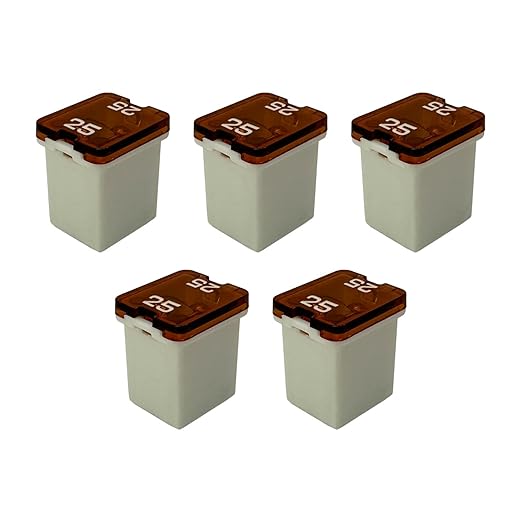 25 Amp J-Case Low Profile (Mini) Fuse 16mm for Pickup Trucks, Cars and SUVs (25A, 5 Pack)