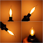 LiteHistory Dimmable 4W 2200K Amber CA10 led Bulb E12 Candelabra led 250lm, Warm White, 40W Flame tip 6Pack