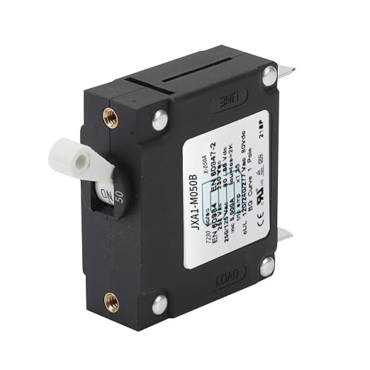 GLOSO J Type Toggle Hydraulic Magnetic Single Pole Circuit Breaker AC/DC Manual Reset Switch Yachts Campers Caravans White Toggle, 50A, J1P