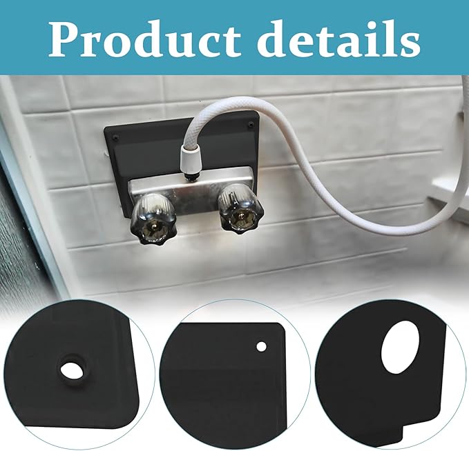 Faucet Bezel Stand Off Faucet Cover Replacement for RV caravans Shower，Black Faucet Cover mounting kit for RV Showers