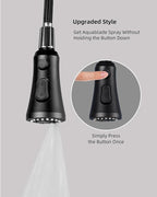 Hibbent Pull Down Kitchen Faucet Head Replacement, 3-Function NSF/ANSI/CAN 61 & CUPC Certified Sink Spray Nozzle, 15 Adapters, Compatible with Moen, Delta, Kohler Faucets, Matte Black