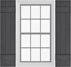 Board & Batten Vinyl Shutters (1 Pair) | 11"x35" (3-Board) - Cornerstone Grey | Exterior Window Shutters | Includes Mounting Hardware | Simple Installation | Made in USA