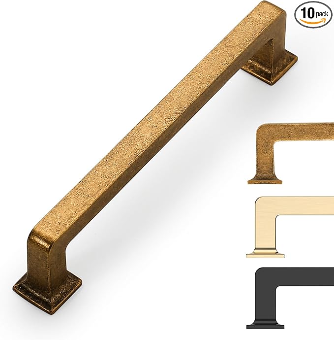 10 Pack Antique Brass Cabinet Pulls 5 Inch Kitchen Cabinet Handles Vintage Drawer Pulls Kitchen Handles for Cabinets Retro Dresser Pulls Drawer Handle