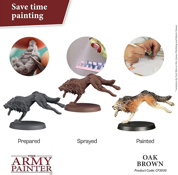 The Army Painter Colour Primer Oak Brown, 400 mL Acrylic Spray Primer, Spray Paint for Miniature Priming Basecoat, Tabletop Roleplaying, Boardgames, and Wargames Miniature Modelling