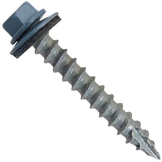 #14 Metal ROOFING SCREWS (250) Screws x 1-1/2" OCEAN BLUE Hex Head Sheet Metal Roof Screw. Self starting/tapping metal to wood sheet metal siding screws - EPDM washer. for corrugated roofing