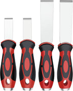 ROTATION Extra Thick Scraper Set, 4 piece, Soft Grip, Heavy Duty, Scraper with Hammer End, Stainless Steel Putty Knife