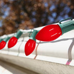 25 Pack C7 Red Ceramic Incandescent Replacement Bulbs, 5W Warm White 2200K, E12 Candelabra Base, Waterproof C7 Night Light Bulbs for Vintage Christmas Lights Outdoor Indoor Home Party Decorations