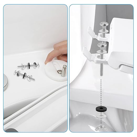 4PCS Universal Toilet Seat Bolts Kit,5/16 * 3.15 Inch Heavy Duty Stainless Steel Toilet Seat Screws with Specially Designed Stainless Steel Butterfly Downlock Nuts，Easy Installation and Long Lasting