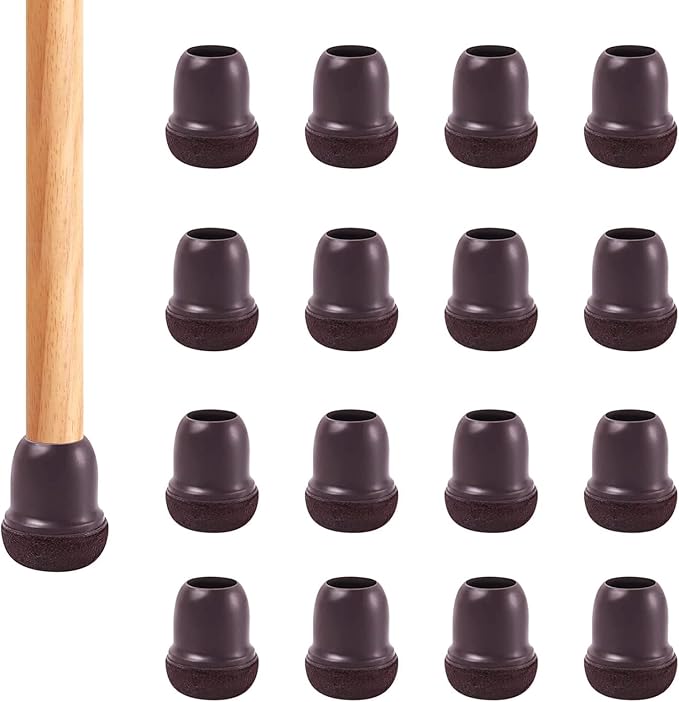 Ezprotekt 24 Pcs Extra Small Chair Leg Protectors with Felt, Silicone Felt Furniture Pads, Floor Protectors for Chair, Table Bar Stools Leg Protectors Caps Dark Brown (S Fit: 3/5" to 3/4", 15-19mm)