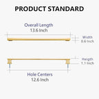 6 Pack 13.6 Inch Length|12.6 inch(320mm) Hole Center Brushed Gold Kitchen Cabinet Handles, Cabinet Pulls Kitchen Cabinet Hardware, Cupboard Pulls, Drawer Handles