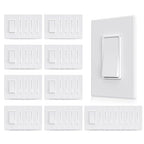 AIDA Single Pole Rocker Decora Light Switch, 15 Amp Self-grounding Electrical Light Switches, Residential Grade, UL Listed (50, Matte White, Wall Plate Included)