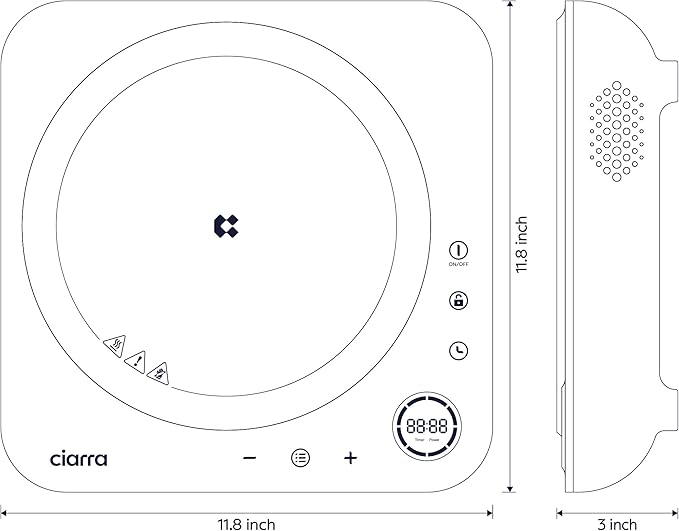 CIARRA Slim Portable Induction Cooktop – Single Burner Electric Stove with Touch Sensor, Digital Timer & Safety Lock for Countertop Cooking, Efficient Induction Cooker for Home Use, Blue