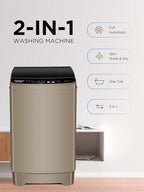 17.7 lbs Full-Automatic Washing Machine with LED Display, Laundry Washer with Drain Pump, 10 Wash Programs 8 Water Levels Washer & Spinner for Home, Apartment, Dorms, Gold