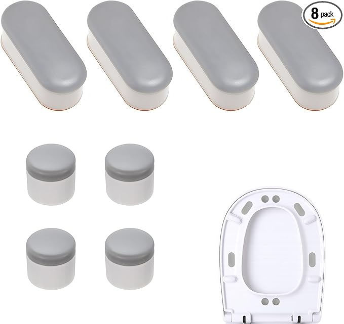 8 Pack Universal Toilet Seat Bumpers Stable Toilet Seats, Noise Reduction, and Easy Installation Equipped with Durable Adhesive Fits Most Toilet Models