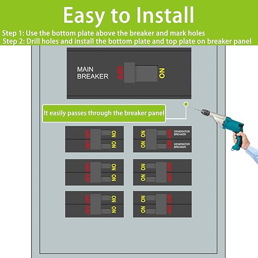 Generator Interlock Kit Compatible with Square D QO or Homeline 150 or 200 amp Panels, 1 3/8 Inches Spacing Between Main and Generator Breaker, SD200A Professional and Safe Interlock Kit