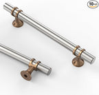Asidrama 10 Pack 5 Inch(128mm) Brushed Satin Nickel and Champagne Bronze Kitchen Cabinet Handles, Cabinet Pulls Kitchen Cabinet Hardware Cupboard Handles Drawer Pulls