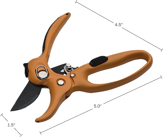 Kings County Tools Ratcheting Hand Pruner | Extra Cutting Strength | Adjust Grip to Activate Ratchet Mechanism | Cast Aluminum with Rubber Grip on Handle | Carbon Steel Blade