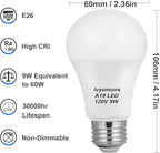 A19 LED Light Bulb 3000K Warm White, 6 Pack high Output A19 LED Bulb Soft White 800LM 120V 9W, Equivalent 60W, No Flicker E26 Base, Non-Dimmable A19 E26 LED Bulb Long Lasting for 25 Years.
