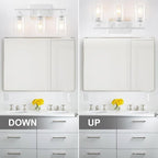 3 Light White Bathroom Light Fixtures Vanity Light Over Mirror Modern Wall Lighting Sconces Rustic Industrial Wall Lamp for Bathroom, Bedroom, Living Room E26 Socket with Glass Shade