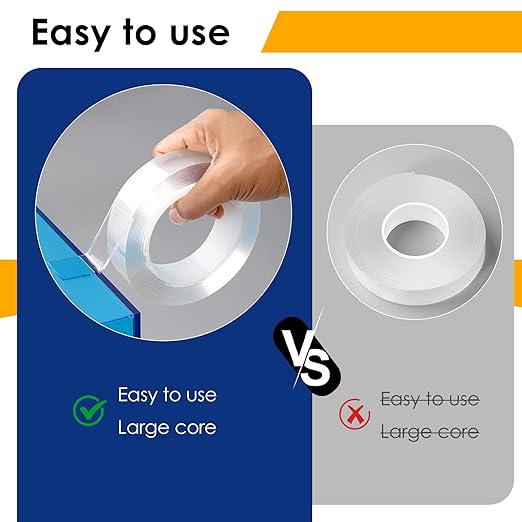 10 Packs Double Sided Tape Heavy Duty, Nano Tape Mounting Tape Clear Multipurpose Strong Adhesive Tape for Home, Office, 1.2 in × 9.85 FT