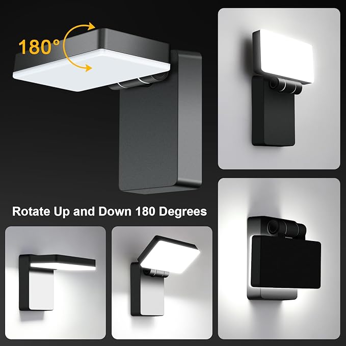 40W LED Wall Lights 3000LM Rotatable 360° Neighbor Friendly Porch Light 5000K Waterproof IP65 Outdoor Security Flood Lighting Switch Control for Garage Yard Backyard